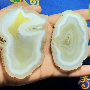 Raw Chalcedony Slice: Grey White Onyx Gemstone Specimens Designed Onyx Slab