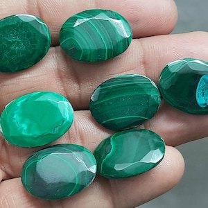 AAA Quality Malachite Faceted Oval Gemstone/Malachite Gemstone/Real Malachite/Size 10x12 to 18x25 mm/Natural Malachite/Jewelry Making stone