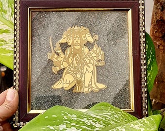 Natural Pyrite Dust Frame Panchmukhi Hanuman Ji:divineenergy