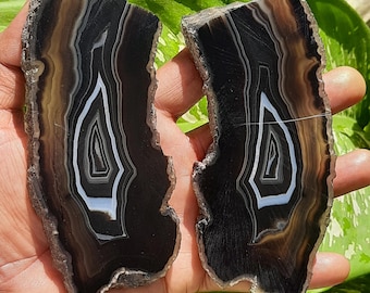 Black Banded Onyx Rough Gemstone,Black Banded Onyx Specimen,Black Onyx Raw Material,Black Onyx slice,Dyed Onyx Gemstone,Banded Onyx Slab