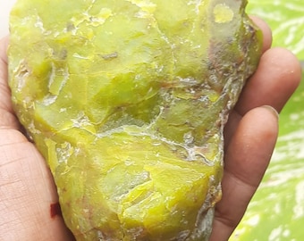 Unpolished Green Opal Rough Gemstone Slab, Healing Crystal Specimen