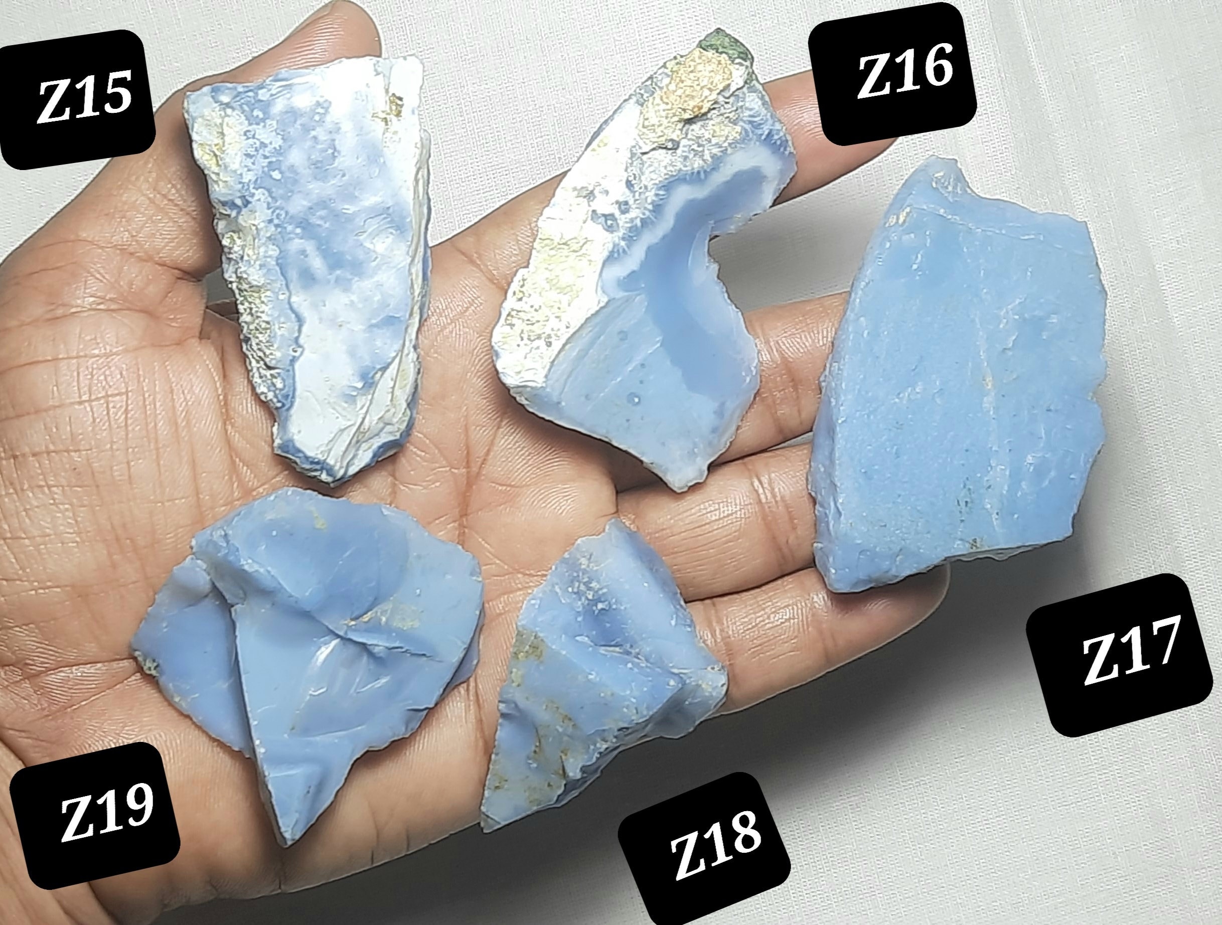 天然ブルーオパール原石：ジュエリー製作用の原石スライススラブ標本岩