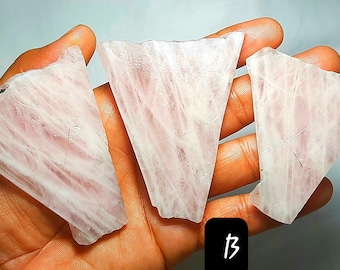 Natural Rose Quartz Raw Slices: Rough Gemstone Specimens Slices Slab Rock Chunk For Jewelry