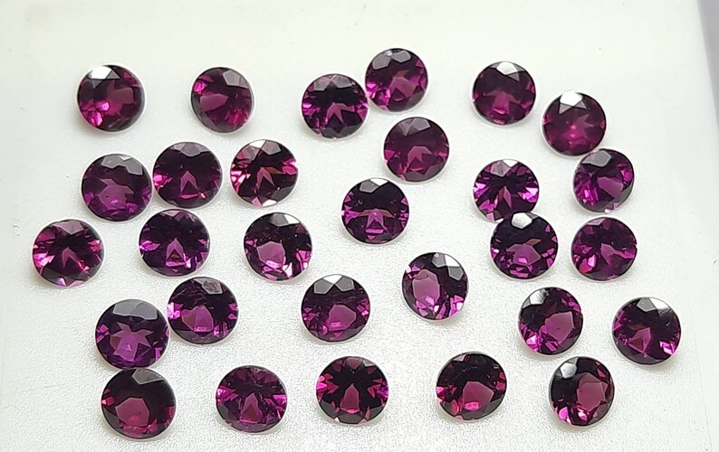 Natural Rhodolite Faceted Round Gemstone.Loose Etsy