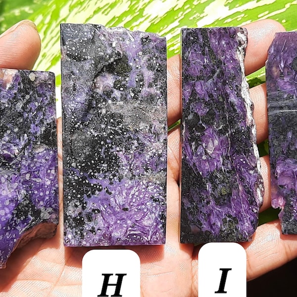 Natural Charoite Rough Gemstone Slice: Unpolished Specimen for Jewelry