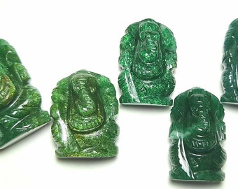 Statua di Ganesha in avventurina verde: intaglio di Ganesh, cristalli curativi