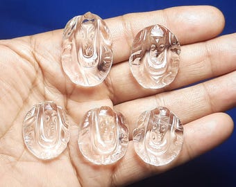Crystal Quartz Ganesh Pendant Symbol, Pocket Idol Statue, Wealth, Prosperity