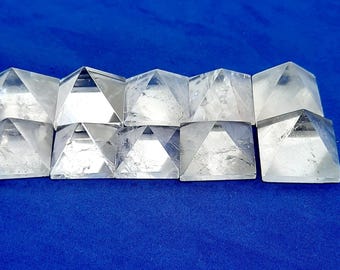 Natural Crystal Quartz Pyramid: Sphatik Square, Meditation, Protection, Strength