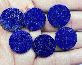 Pietra preziosa cabochon rotonda piatta con lapislazzuli blu AAA su entrambi i lati (12-20 mm), pietra per la creazione di gioielli con monete piatte lucidate a mano in lapislazzuli.