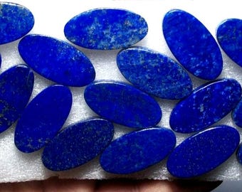 AAA Lapis Lazuli Oval Cabochon, Polished Gemstone, Both side Flat Oval