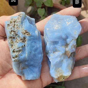 Opale bleue naturelle brute : échantillons de tranches de pierres précieuses brutes, morceaux de roche pour la fabrication de bijoux