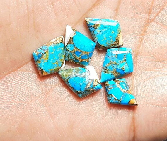 Blue Copper Mohave Turquoise Fancy Faceted Gemstone blue Copper