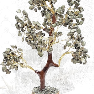 Natural Pyrite Crystal Bonsai Money Tree For Good Luck,Homedecor,Pyrite Tree With Wooden Base Rekie,Healing,Gift,Divineenergy,Peace,Vastu.