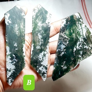 Raw Moss Agate Slab: Unpolished Green Jasper Crystal Specimens