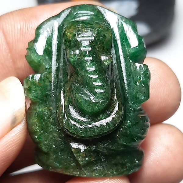 Green Aventurine Lord Ganesh Nandi Statue,Aventurine Carving,Home Decor,Healing Crystals and Stones,Aventurine Ganesha,Ganesh Nandi Gemstone