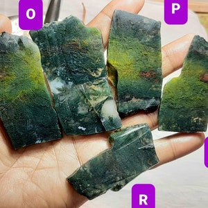 Raw Moss Agate Slab: Green Jasper Crystal Specimens