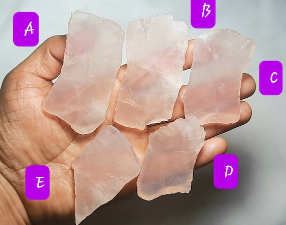 Natural Rose Quartz Rough Gemstone: Raw Crystal Slices for Jewelry