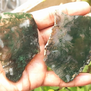 Jaspe verde ágata musgosa, jaspe verde cristal en bruto, piedra cristal en bruto, rodajas de ágata musgosa, especímenes de ágata musgosa, losa de ágata musgosa en bruto.
