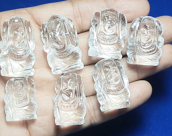 Crystal Quartz Ganesh Statue, Hand Carved Gemstone Idol