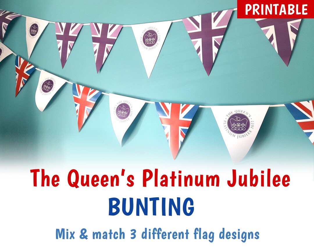 Platinum Jubilee Bunting, Union Jack Bunting, Make Your Own Queen's Platinum Jubilee Bunting