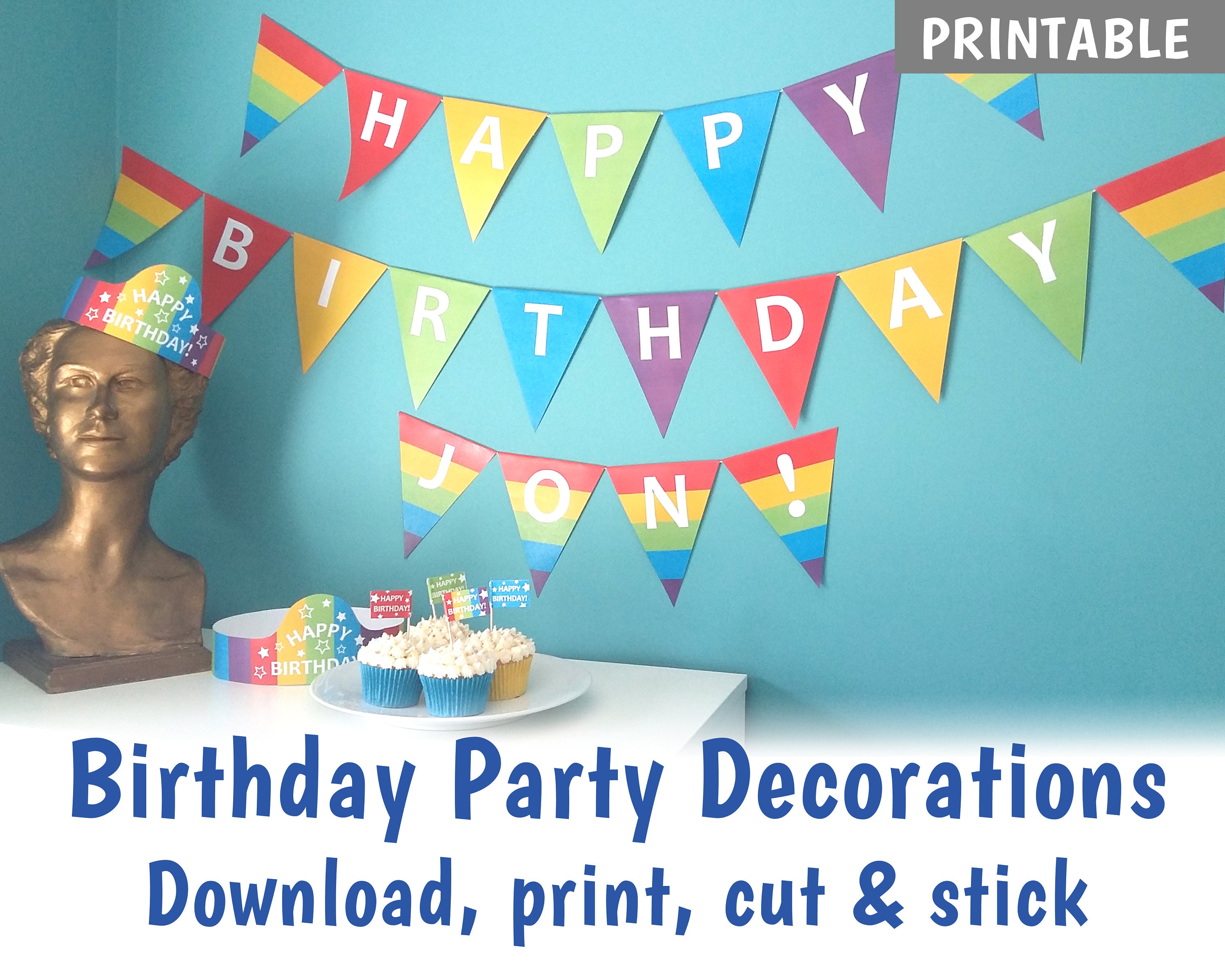PRINTABLE Birthday Party Decorations Make Your Own Birthday Etsy