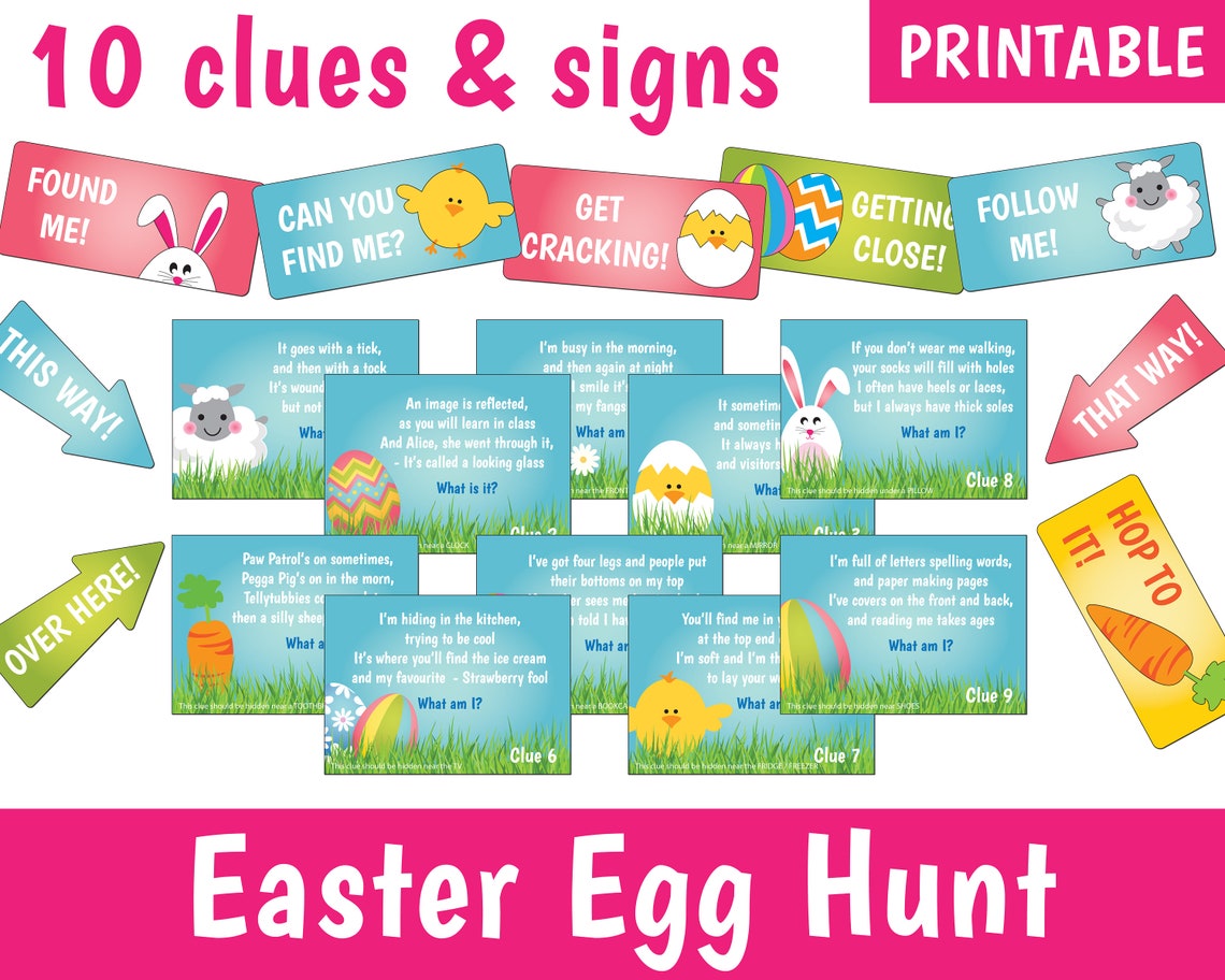 PRINTABLE Easter Egg Hunt Kit 10 rhyming INDOOR Egg Hunt Etsy