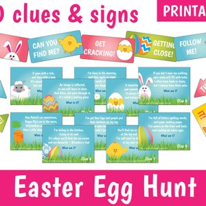 PRINTABLE Easter Egg Hunt Kit - 10 rhyming INDOOR Egg Hunt clues & Easter Egg Hunt signs / arrows - Easter treasure hunt - DOWNLOAD
