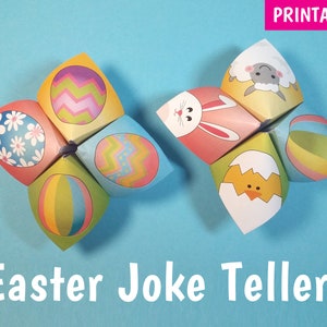 Easter Joke Tellers (Fortune Teller, Cootie Catcher) - Easter favor, Easter gift, Easter jokes PRINTABLE DOWNLOAD incl. Easter colouring in