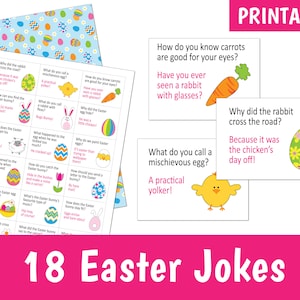 PRINTABLE Easter Jokes, 18 Easter jokes, lunchbox jokes, Easter egg hunt jokes, includes decorative reverse Easter pattern - DOWNLOAD