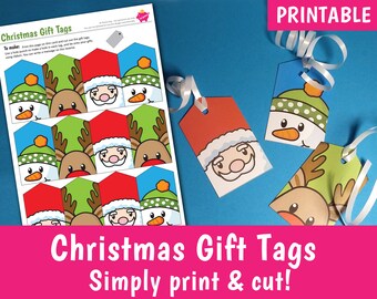 PRINTABLE Christmas Gift Tags, Make your own Bright & Colourful Christmas labels, Christmas Gift Tags - DOWNLOAD