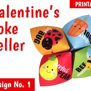 Valentine&#39;s Joke Teller (Fortune Teller, Cootie Catcher) - Design 1 - Printable valentine