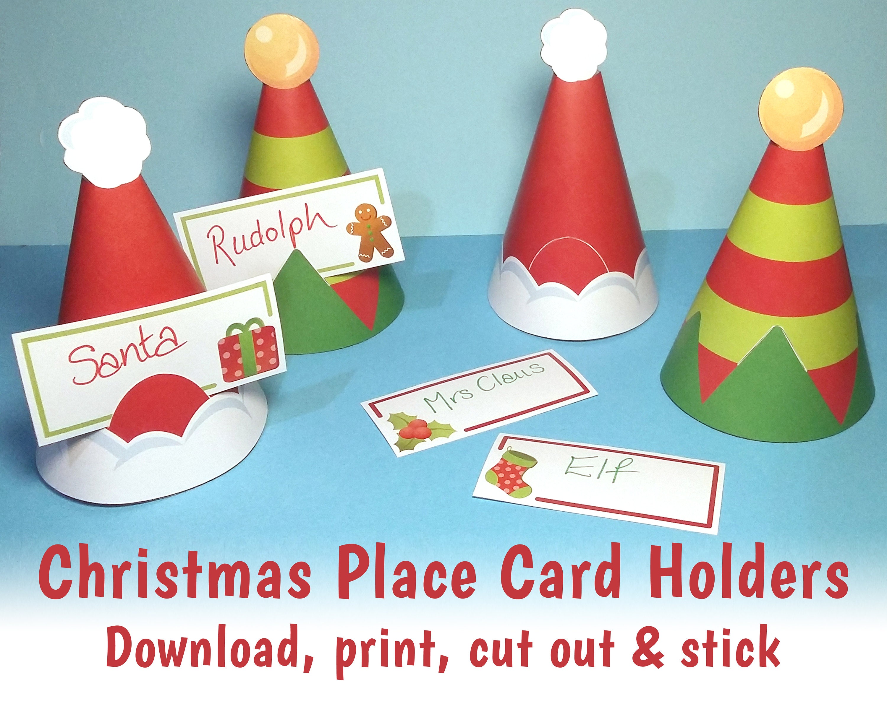 DIGITAL Christmas Place Card Holders santa Hat Table Name Etsy Australia