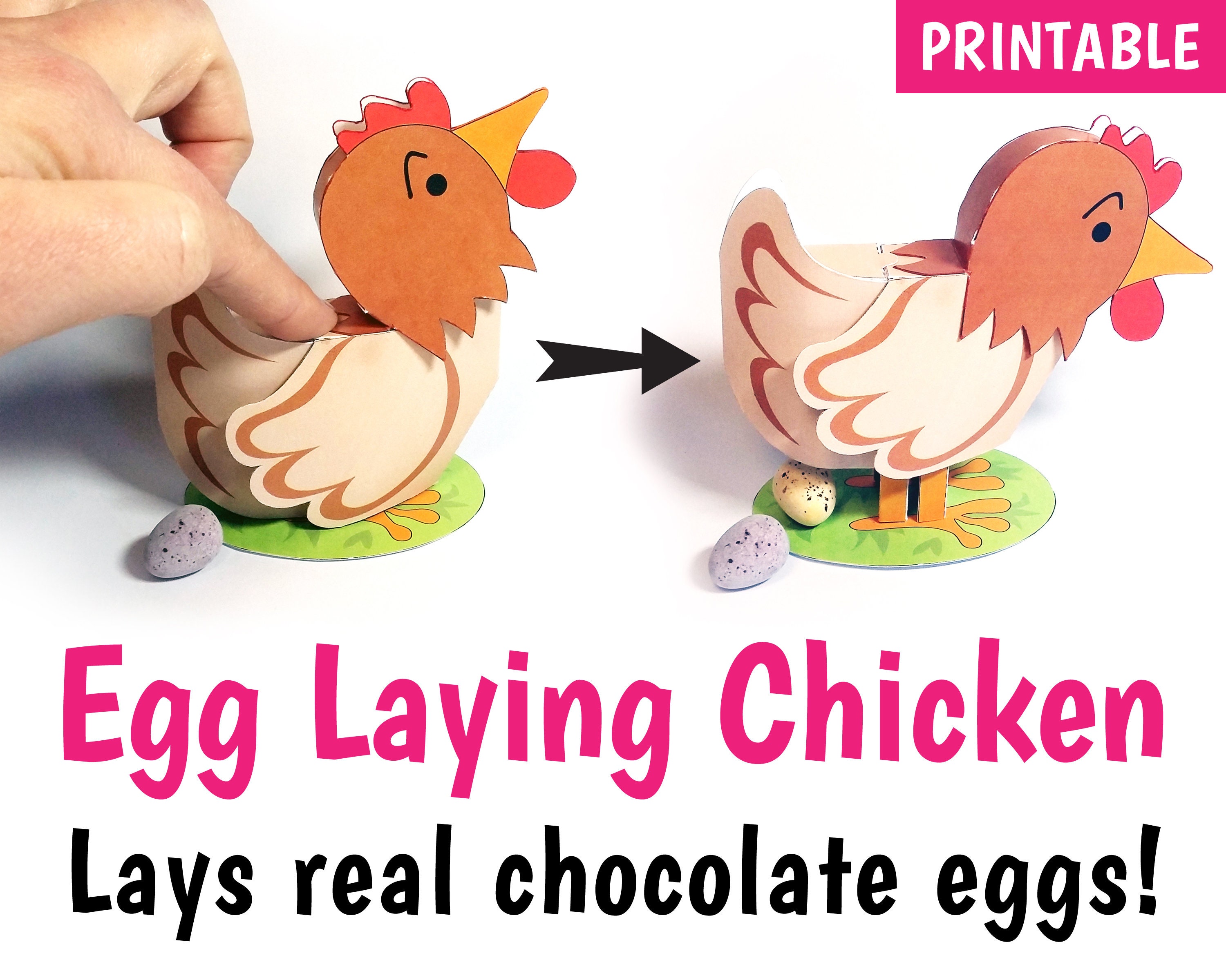 Egg Laying Chicken PRINTABLE Toy Easter Gift Unusual - Etsy