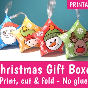 DRUCKBARE Weihnachtsstern-Geschenkboxen, sternförmige Kissenschachteln, Weihnachtsfeier-Geschenkboxen, Weihnachtshandwerk, DIY-Geschenkbox-Vorlage DOWNLOAD