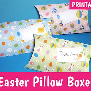 PRINTABLE Easter Pillow box / Gift box in 3 designs (Easter Bunny, Chick & Egg) and 2 sizes - DOWNLOAD Easter gift box or favour box DIGITAL