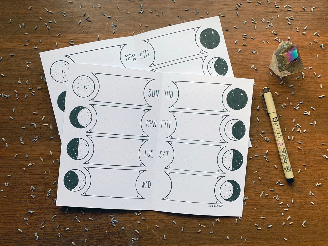 Moon Phase Weekly PRINTABLE - Etsy
