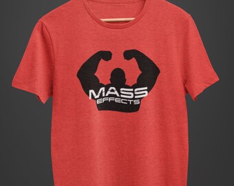 Mass Effects Men Funny Gym Shirt Nerdy Gamer Triblend Workout Casual