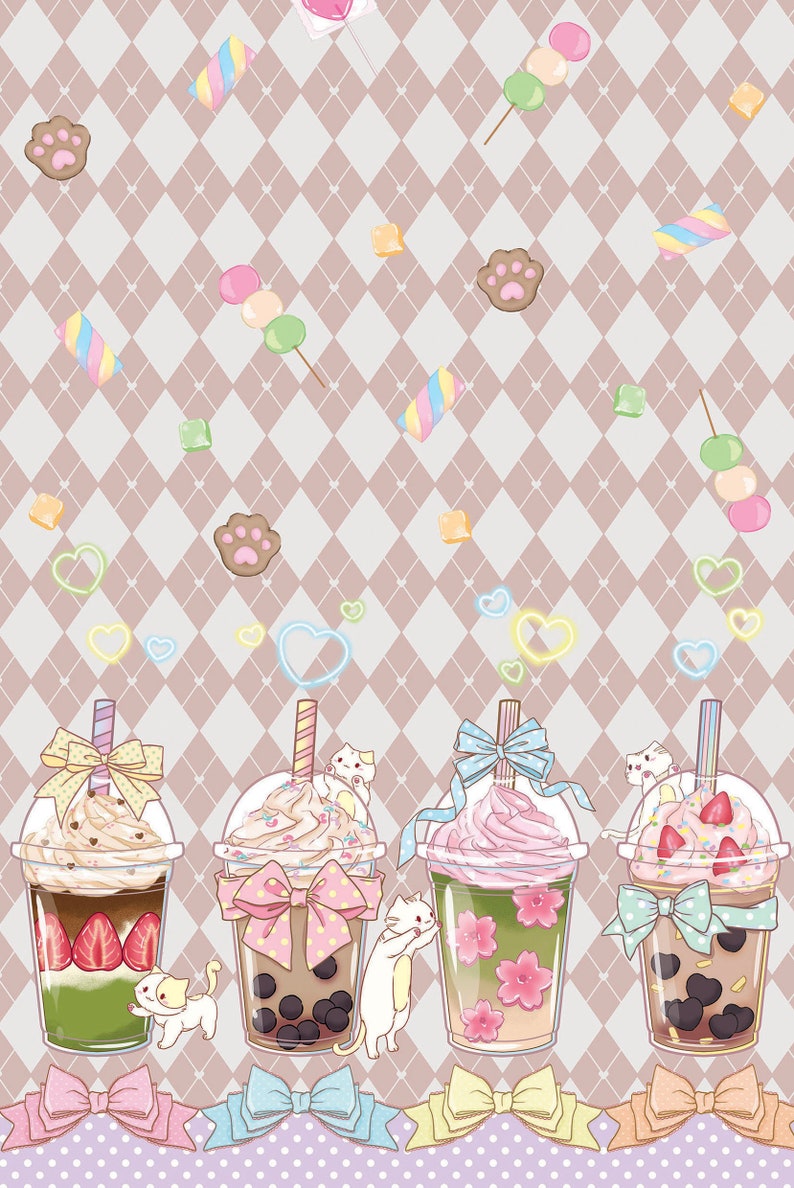 Sweet Lolita Cat Bubble Tea Print Kawaii JSK Dress image 9