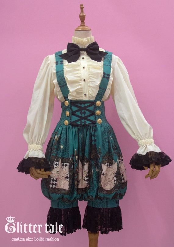 Tamanho personalizado Sphynx Cat print gotico classico Lolita moda conjunto Ouji Etsy Portugal