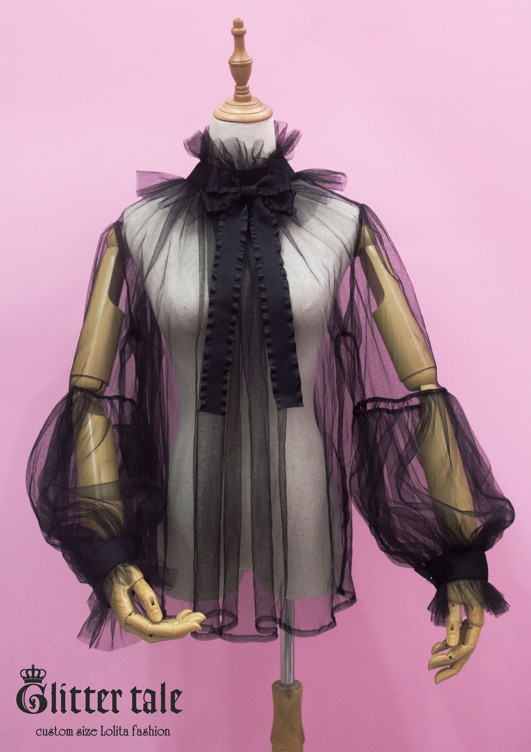 Custom Size Gothic Sweet Lolita Rococo Ruffles Mesh Ribbon Bow Blouse Etsy