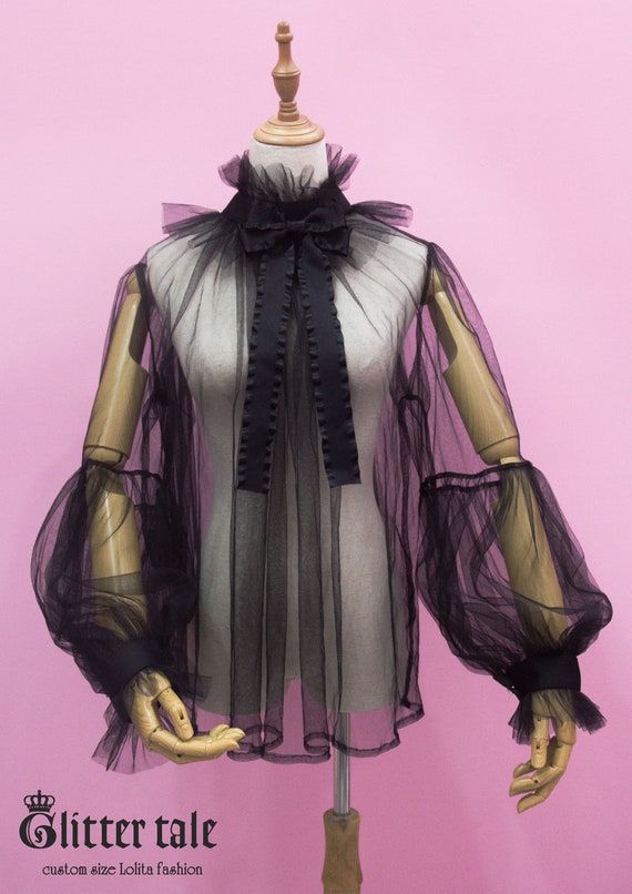 Custom Size Gothic Sweet Lolita Rococo Ruffles Mesh Ribbon Bow