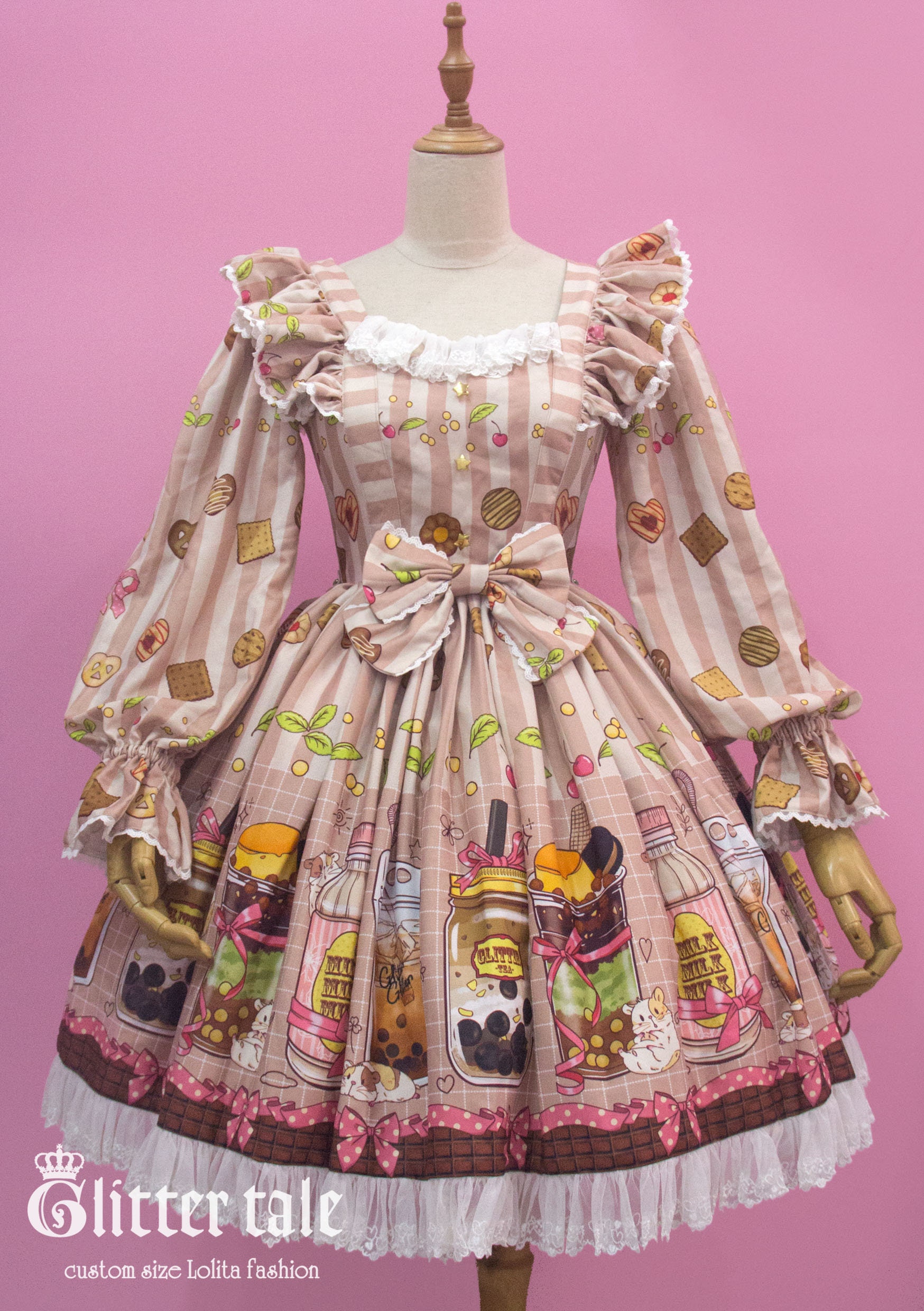 Japanese Kawaii Lolita Dress - Rabbit Print Anime Harajuku Style, One Size - View #3
