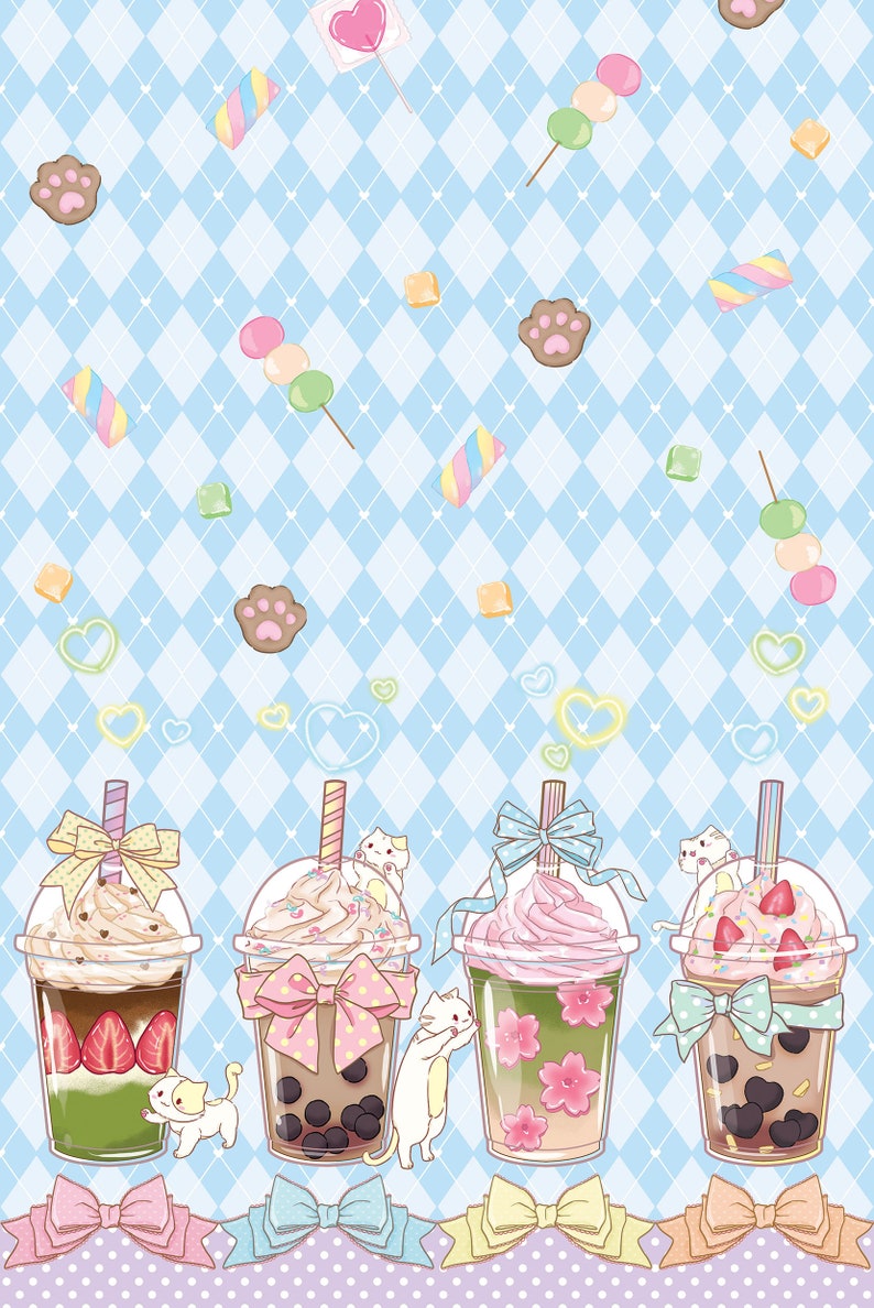 Sweet Lolita Cat Bubble Tea Print Kawaii JSK Dress image 7