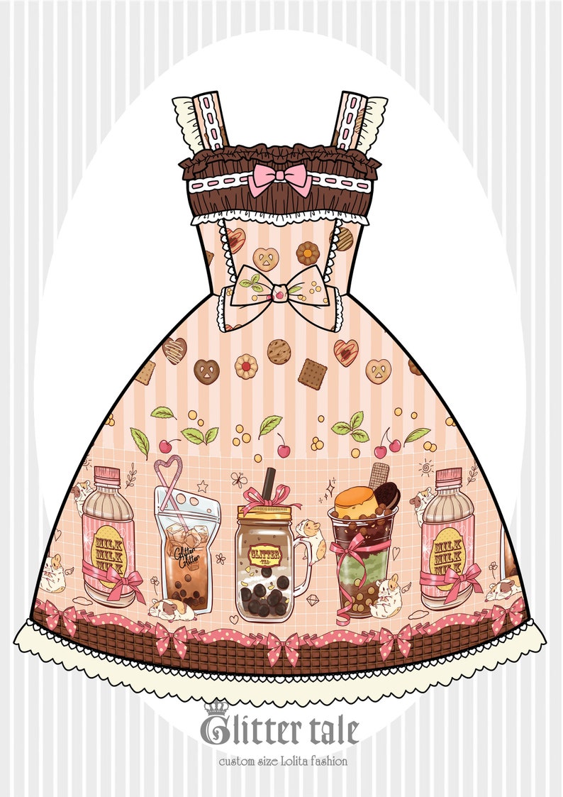 Sweet Lolita Hamster Boba Tea Print Kawaii JSK Dress Custom - Etsy