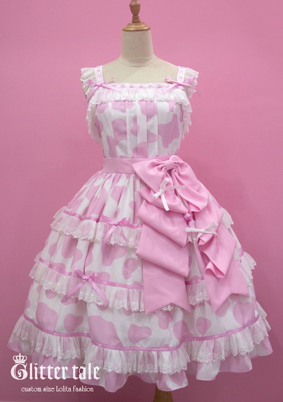 Sweet kawaii Lolita fashion Milk Cow pattern dress