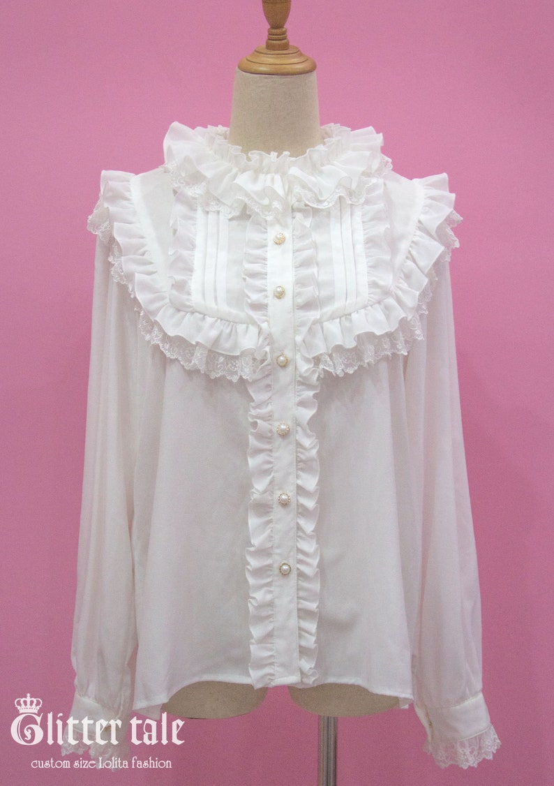 Custom size Sweet Classic Lolita Candy lace Chiffon Blouse image 2