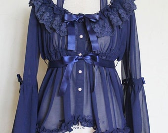 Custom size- Gothic Sweet Classic Lolita Rococo Princess Sleeves Chiffon Blouse