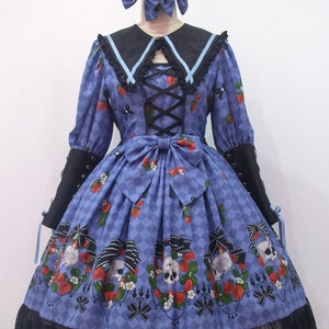 Custom size- Strawberry Skull OP dress Gothic Sweet Lolita fashion