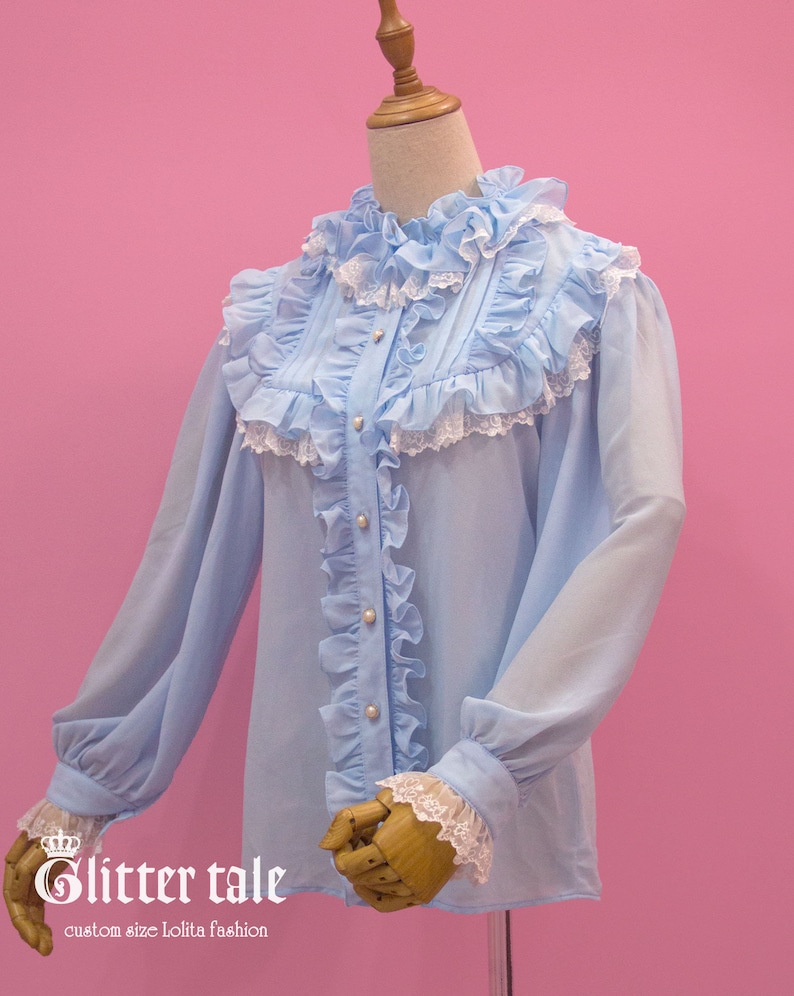 Custom size Sweet Classic Lolita Candy lace Chiffon Blouse image 5