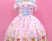 Sweet Lolita Cat Bubble Tea Print Kawaii JSK Dress Etsy